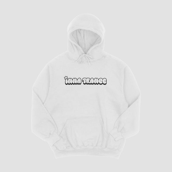 White "INNA TRANCE" Bubble Letter Hoodie
